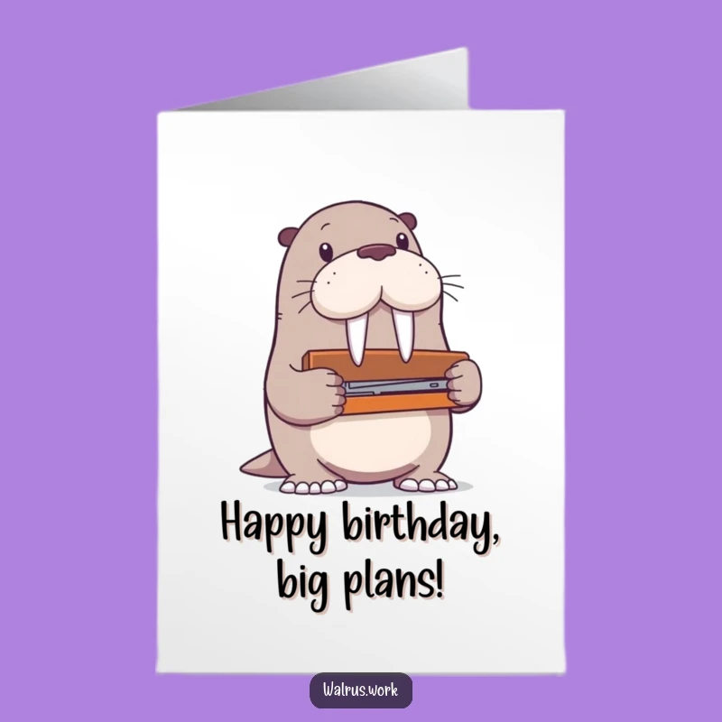 Funny Free Printable Birthday Card: Walrus vs Giant Stapler for Big Occasions