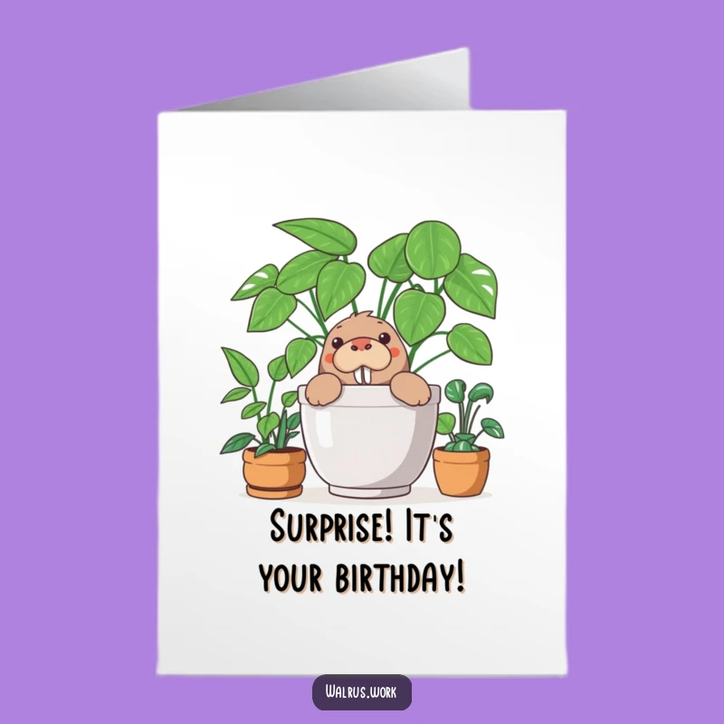 Free Printable Walrus Birthday Card: Funny Office Surprise Downloadable Gift