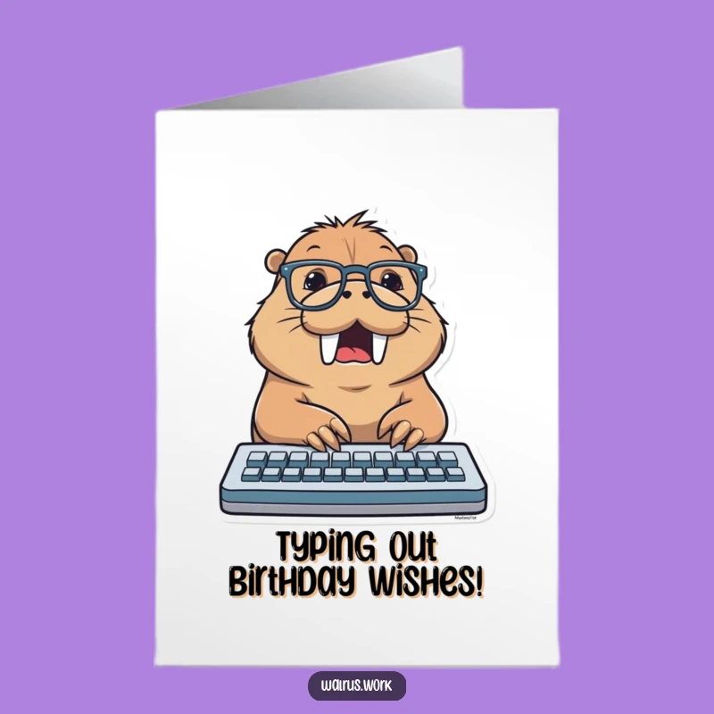 Free Printable Birthday Card: Excited Walrus Coder - Downloadable & Print at Home