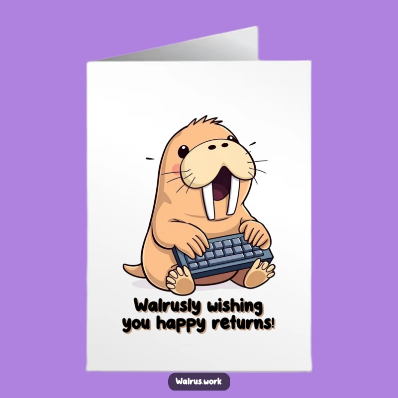 Free Printable Funny Walrus Birthday Card: Fast Typist Birthday Card Downloadable Gift