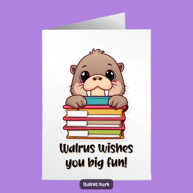 Free Printable Birthday Card: Curious Walrus Peeking Funny Downloadable Gift