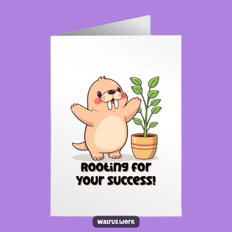 Free Printable Congrats Card: Kawaii Walrus Dance, Funny Downloadable Celebration!