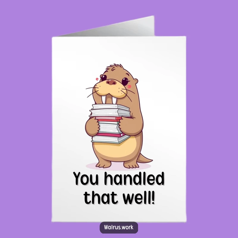 Free Printable Congrats Card: Walrus & Files, Humorous Downloadable Gift