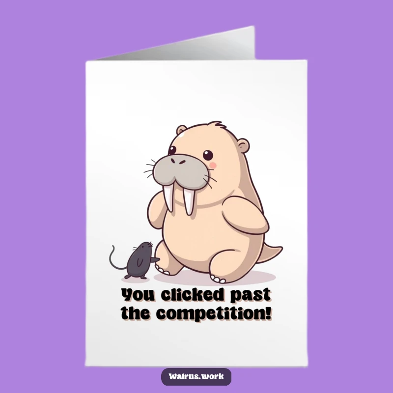 Free Printable Congrats Card: Walrus Mouse Chase Celebration, Downloadable & Print at Home