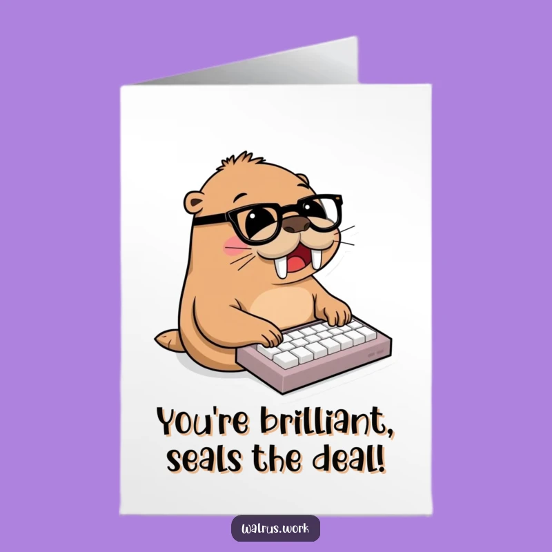 Free Printable Congrats Card: Walrus's Typing Success Message!