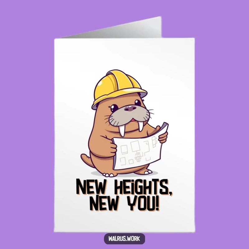 Hard Hat Walrus Blueprint Free Printable Congrats Card - Funny Downloadable