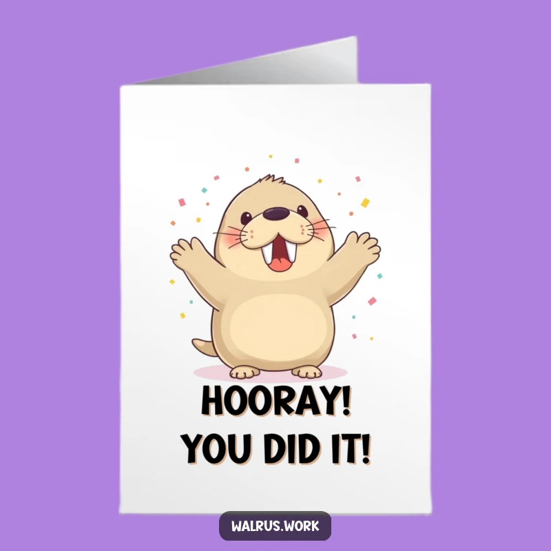 Free Printable Walrus Congratulations Card: Cheerful Arctic Champ Downloadable Gift
