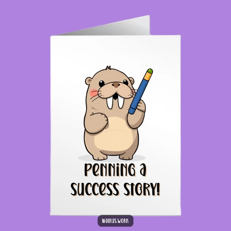 Free Printable Congrats Card: Funny Walrus Pen Fun - Print at Home