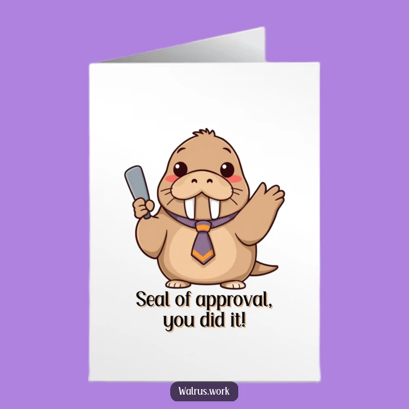 Free Printable Congrats Card: Dapper Walrus Funny Downloadable Gift for Big Success!