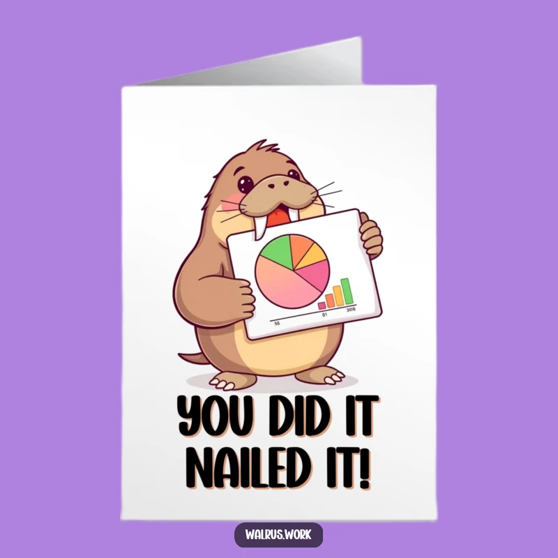 Confident Walrus Pie Chart Free Printable Congrats Card - Funny Downloadable