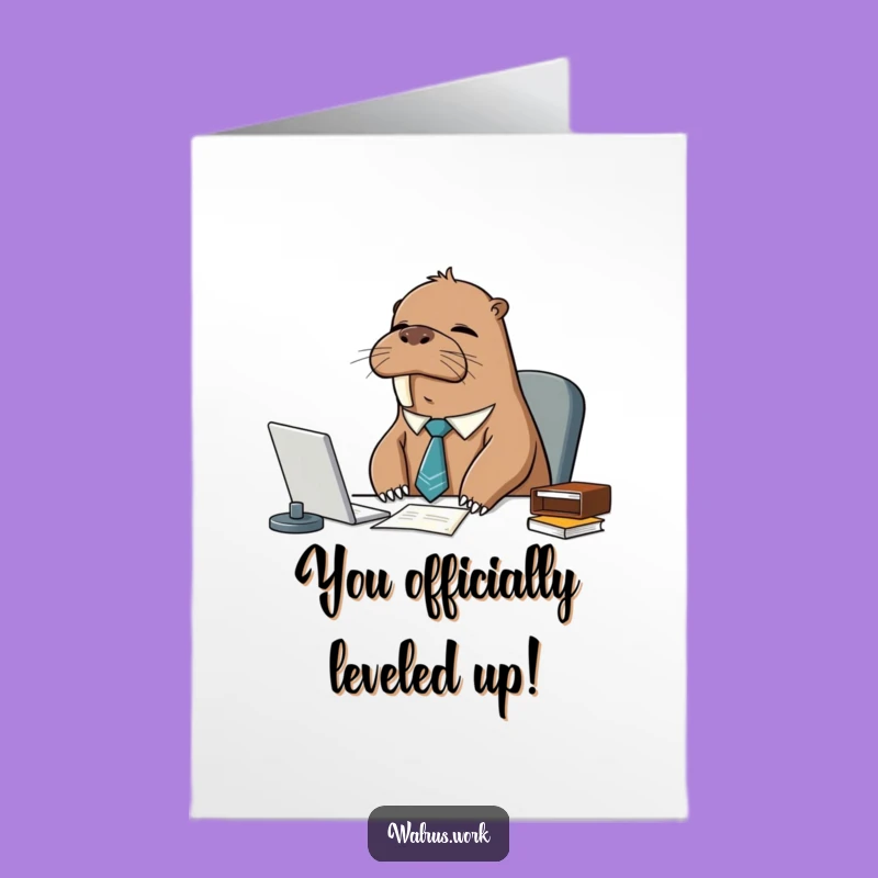 Free Printable Walrus Congrats Card: Sleepy Tie Guy Funny Downloadable Gift