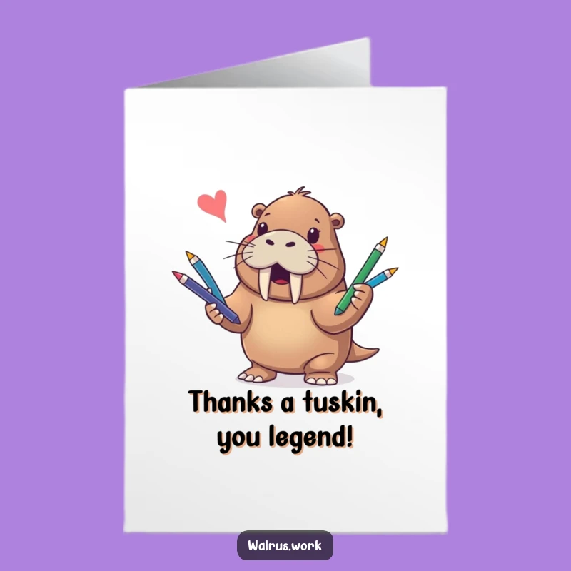 Free Printable Walrus Juggling Pens Thank You Card - Humorous Downloadable Art