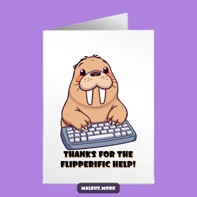 Free Printable Walrus Thank You Card: Funny Downloadable Gift for Appreciation