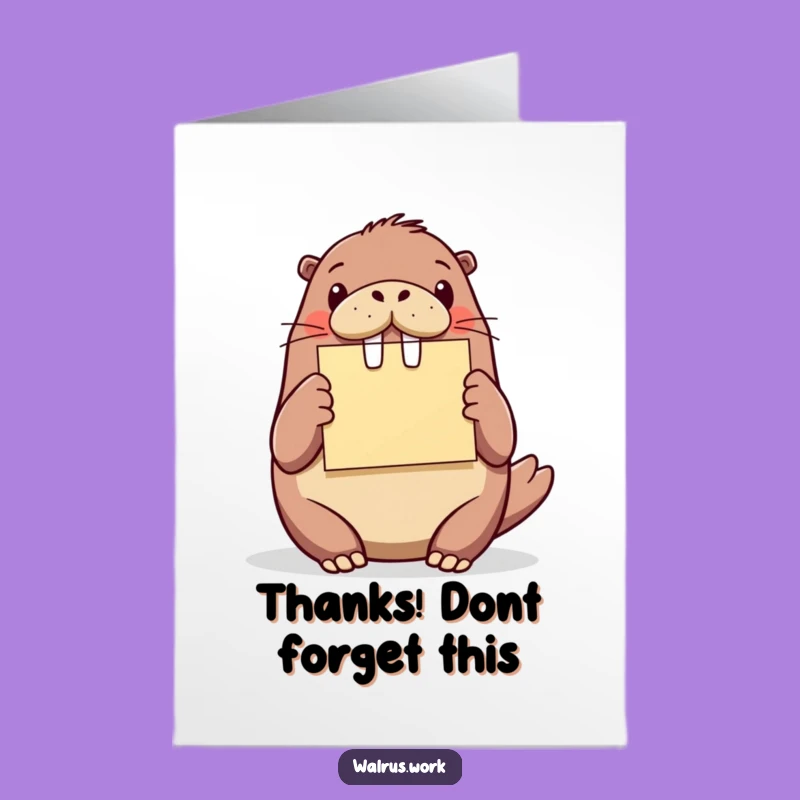 Free Printable Thank You Card: Happy Walrus, Funny Downloadable Appreciation Gift