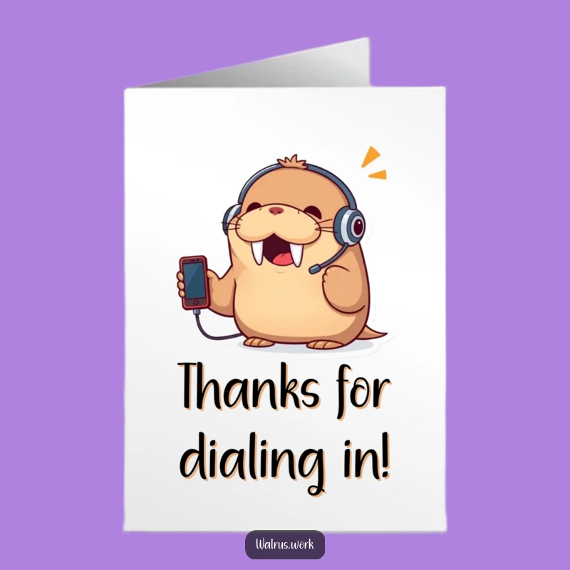 Free Printable Walrus Thank You Card: Funny Busy Voice Downloadable Gift