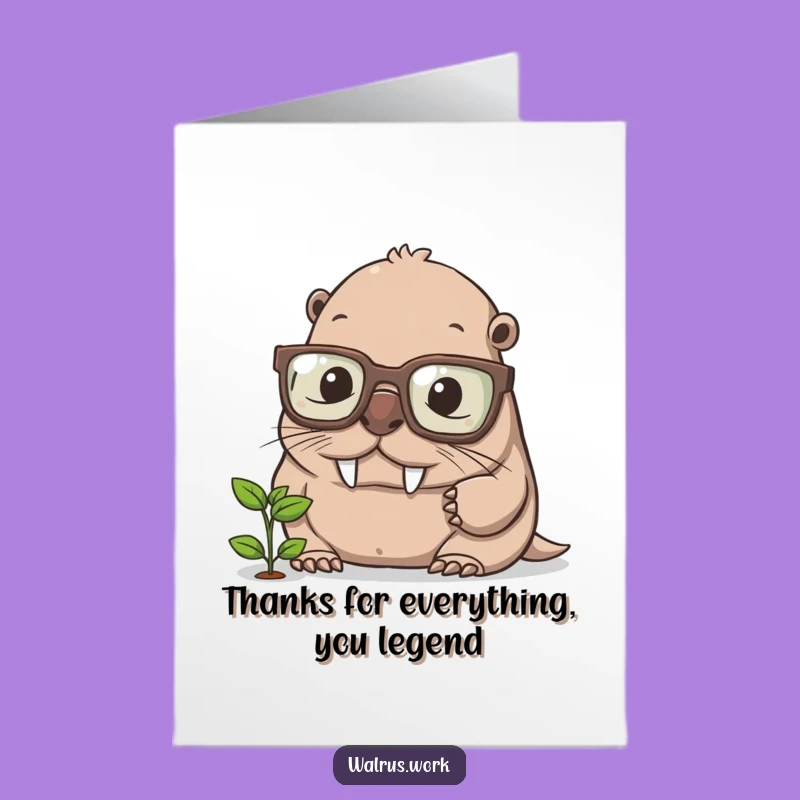 Free Printable Thank You Card: Grateful Walrus, Cute Downloadable Gift of Thanks