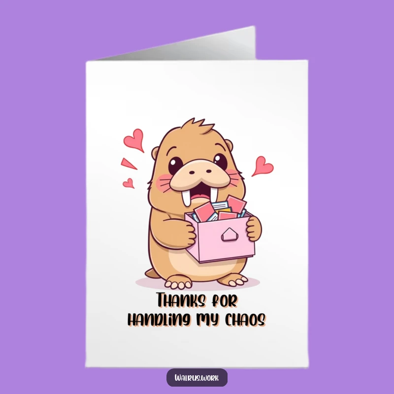 Surprised Walrus Thank You Card - Free Printable for Funny Gratitude Downloadable Gift