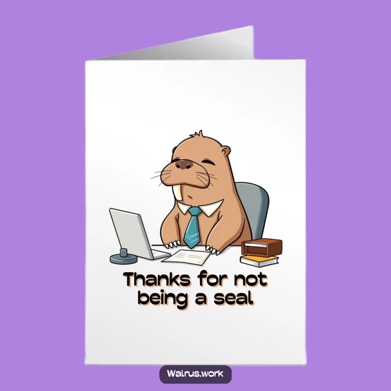 Free Printable Walrus Thank You Card: Sleepy Tie Guy Funny Downloadable Gift