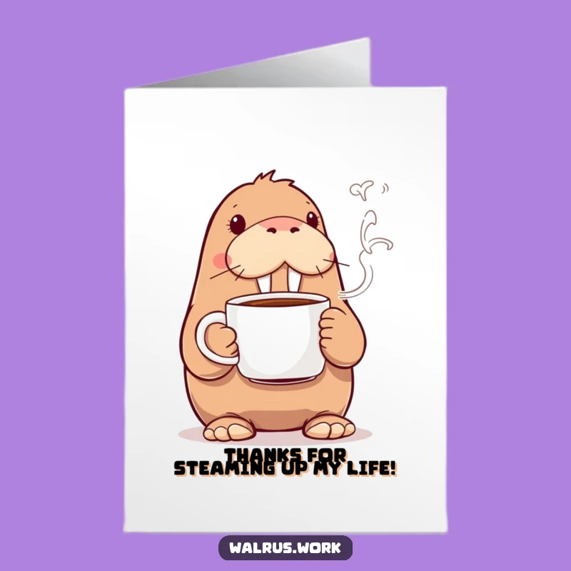 Free Printable Walrus Coffee Thank You Card: Funny Downloadable Gift for Gratitude