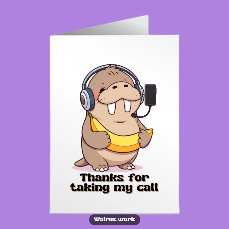 Free Printable Thank You Card: Walrus Banana Thanks - Funny Downloadable Gift