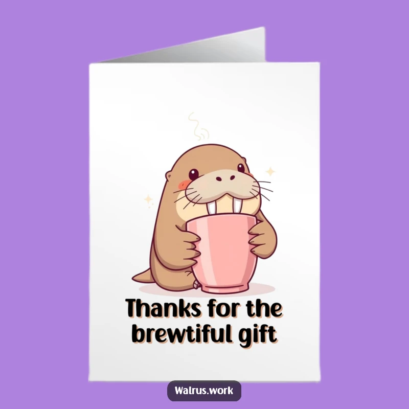 Free Printable Thank You Card: Amusing Walrus Coffee Mug Gratitude - DIY Gift