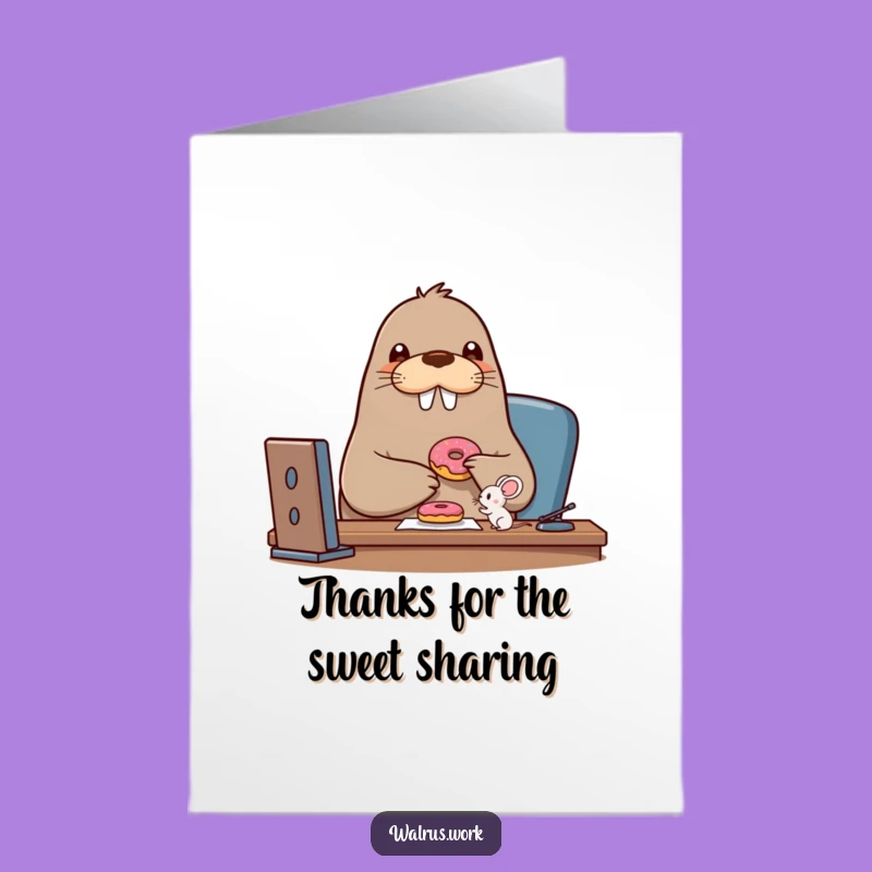 Free Printable Thank You Card: Walrus & Mouse Share Donuts, Sweet Thanks