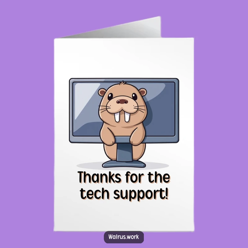 Funny Free Printable Walrus Computer Thank You Card - Downloadable DIY Gift