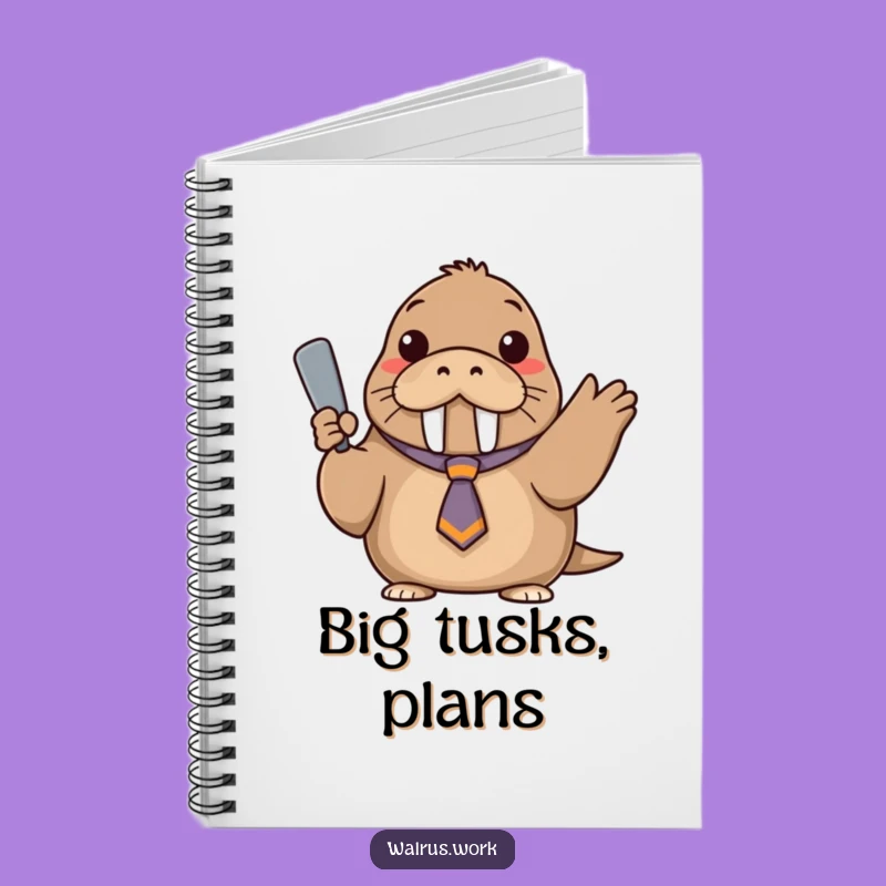 Funny Confident Walrus Notebook - Askew Tie Business Journal Gift