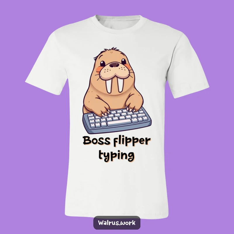 Funny Walrus Typing T-Shirt: Hilarious Office Humor Apparel for Animal Lovers