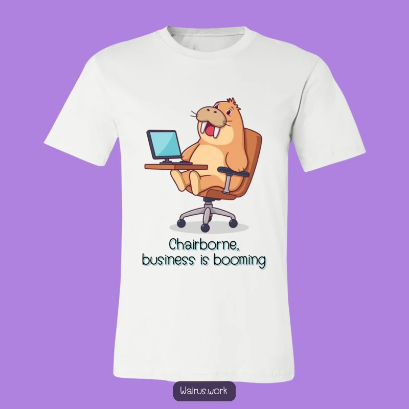 Funny Walrus Office Chair T-Shirt: Gleeful Ride Through Work