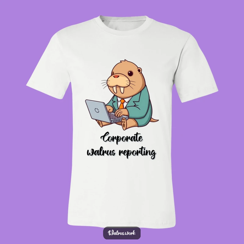 Funny Walrus Suit Typing T-Shirt: Wear Your Hustle with Hilarious Office Vibes