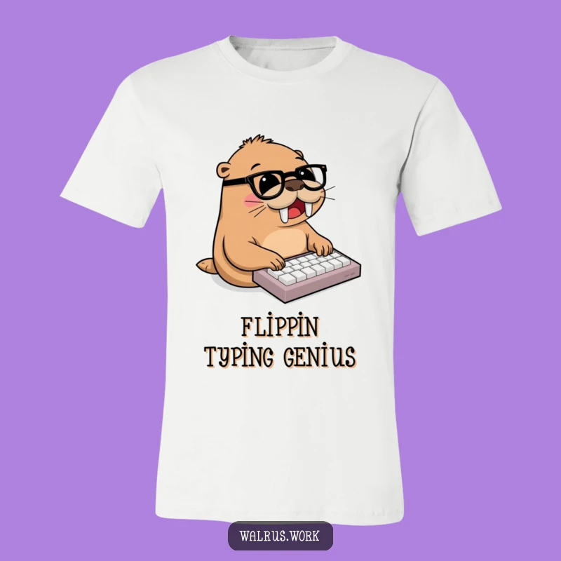 Funny Walrus Typing Keyboard T-Shirt - Hilarious Office & Animal Tee