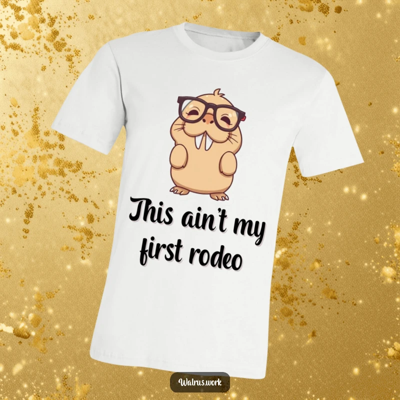 Funny upside down glasses walrus t-shirt depicting a clueless marine mammal in spectacles, a funny gift tee.