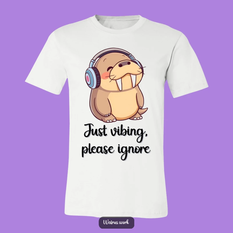 Funny Walrus DJ T-Shirt - Hipster Walrus Headphone Tee, Perfect Music Gift