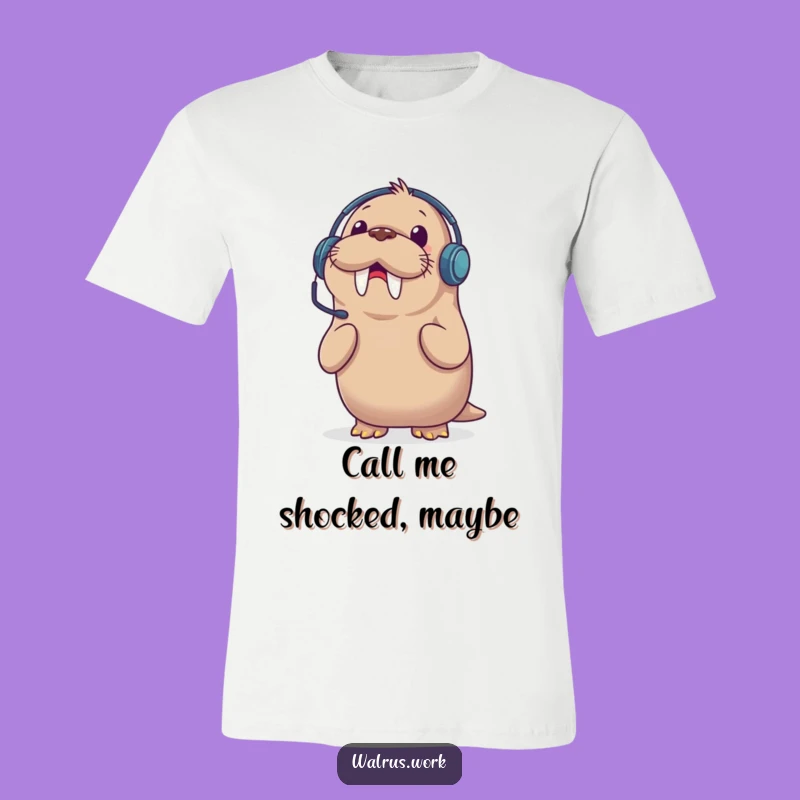 Funny Walrus Headset T-Shirt: Shocked Caller Design, Comfy & Hilarious Gift Tee