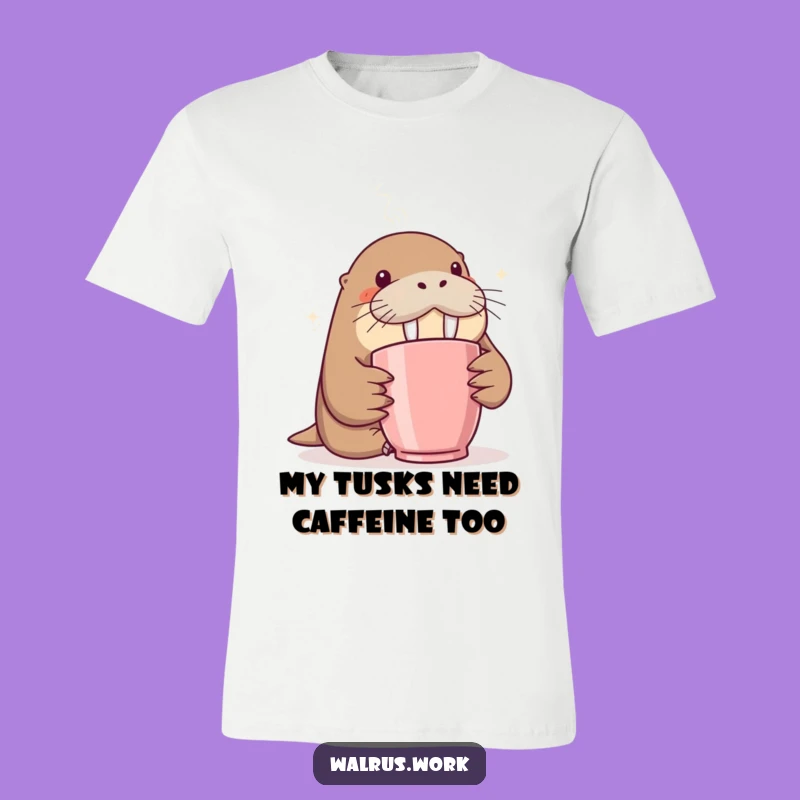 Funny Walrus Office T-Shirt: Curious Sniffer of Morning Coffee