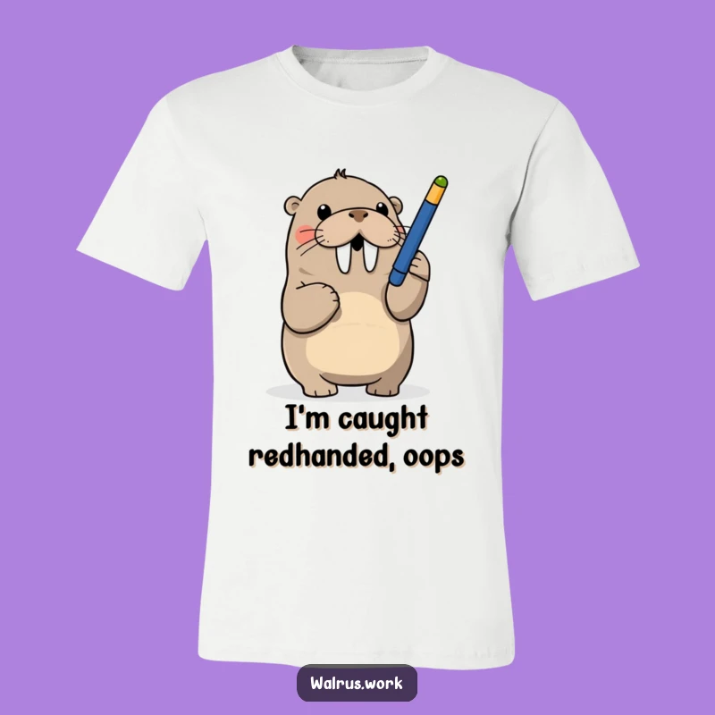 Funny Walrus Pen Batting T-Shirt: Playful Office Antics
