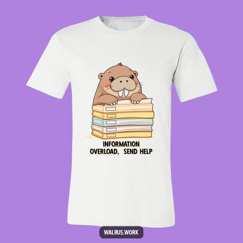 Funny Walrus T-Shirt - Curious Office Walrus Peek Design, Hilarious Work Gift