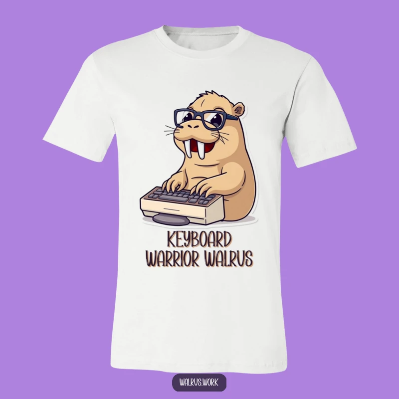 Funny Typing Walrus T-Shirt: Work Hard, Laugh Harder - Hilarious Office Fan Tee Gift