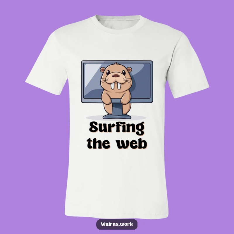 Funny Tech Walrus T-Shirt: Surfing the Web with This Hilarious Marine Mammal Tee Gift