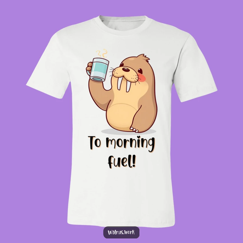 Funny Kawaii Walrus Coffee Toast T-Shirt - Cheers Hilariously!