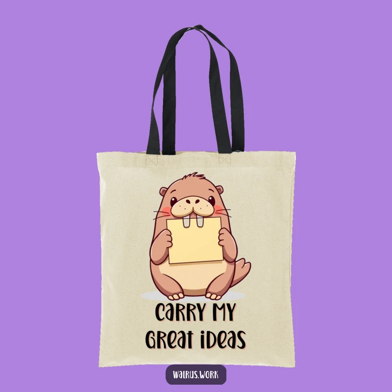 Funny Walrus Sticky Note Tote Bag - Hilarious Organizer for Ideas