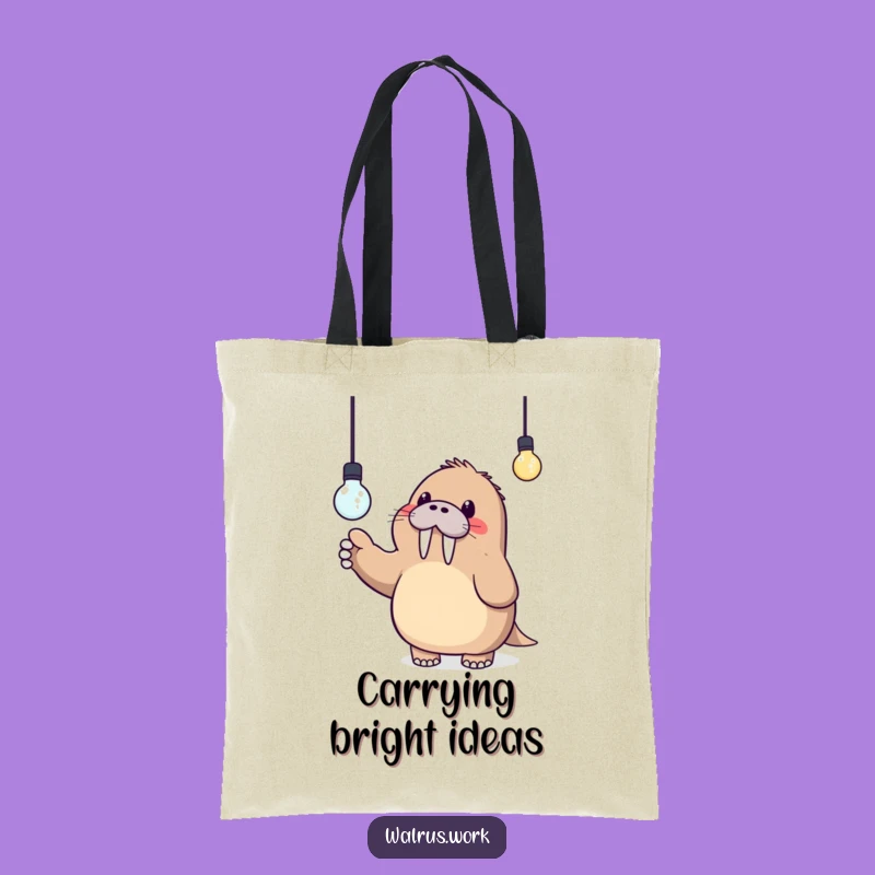 Funny Kawaii Walrus Lightbulb Tote Bag - Carry Your Ideas Hilariously!