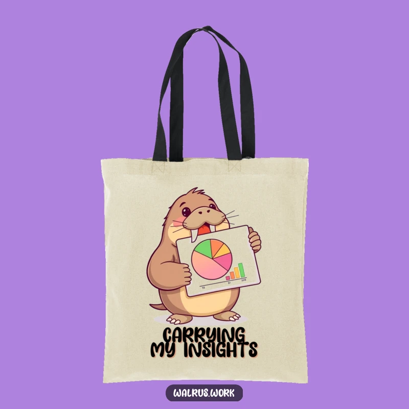 Funny Walrus Pie Chart Tote Bag - Chic & Comical Carry-All