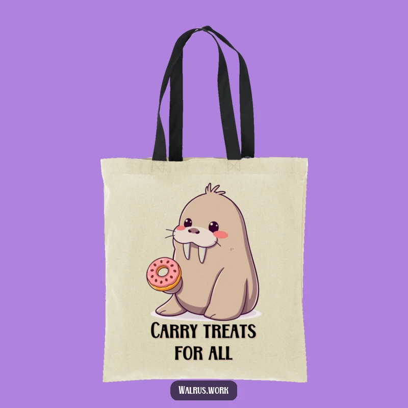 Funny Donut Walrus Tote Bag: Carry Sweetness and Smiles Everywhere