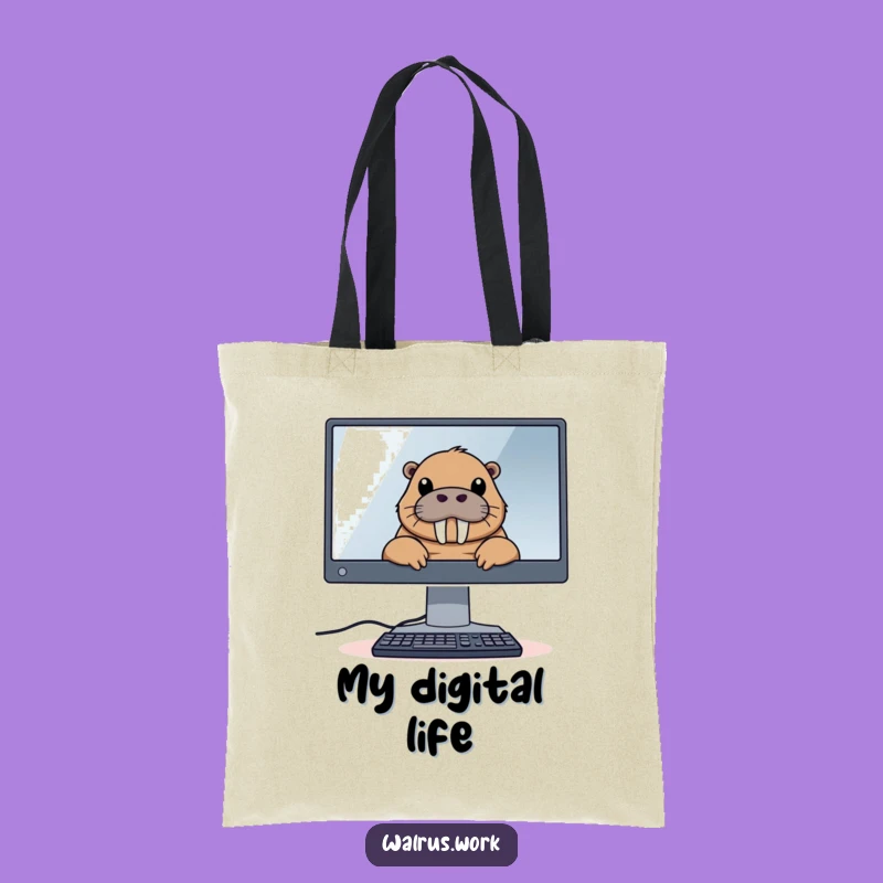 Funny Tech Walrus Tote Bag: Carry Your Digital Life, A Funny Gift