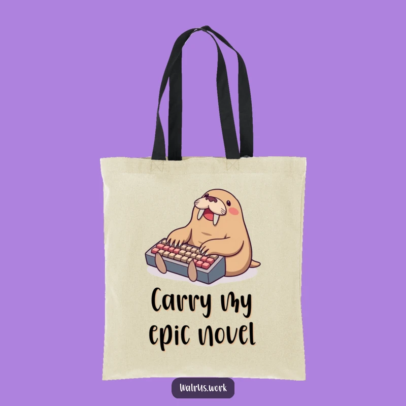 Funny Typing Walrus Tote Bag - Hilarious Carry-all for Techies