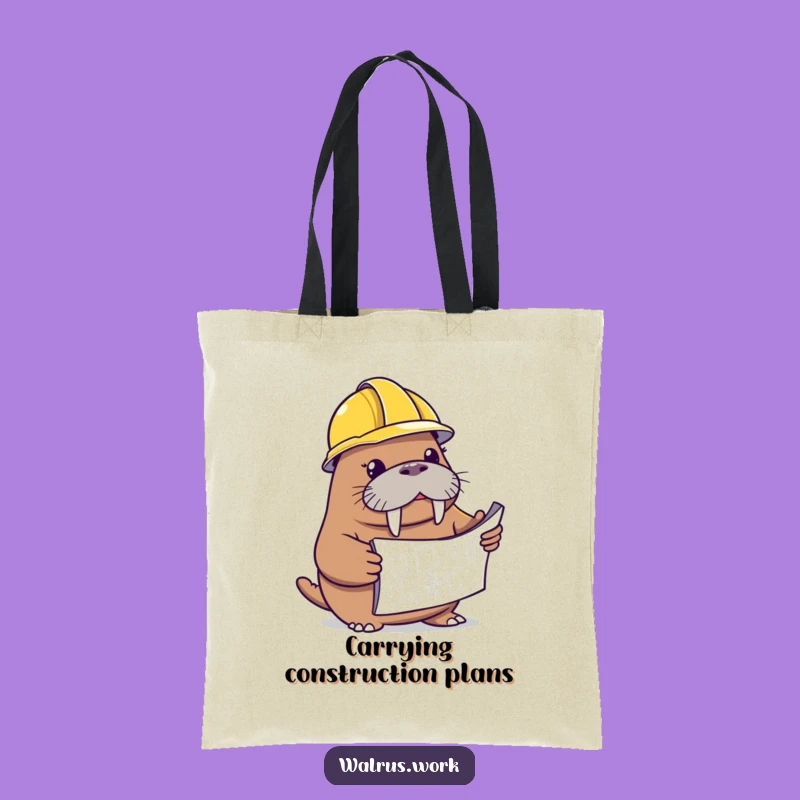 Funny Walrus Blueprint Tote Bag - Carry Your Plans With Humor