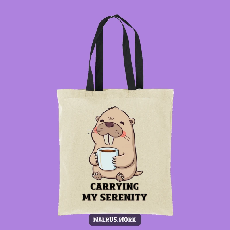 Funny Walrus Tote Bag: Coffee Sipping Design, Chic & Hilarious Everyday Carry Gift