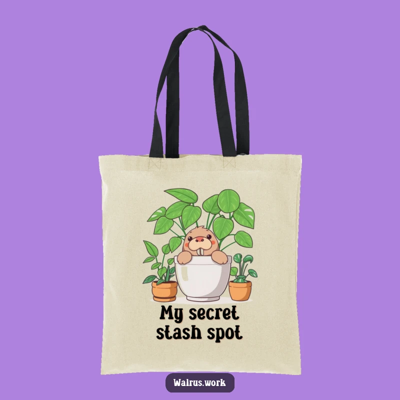 Funny Walrus Tote Bag: Hilarious Plant Lover's Accessory!
